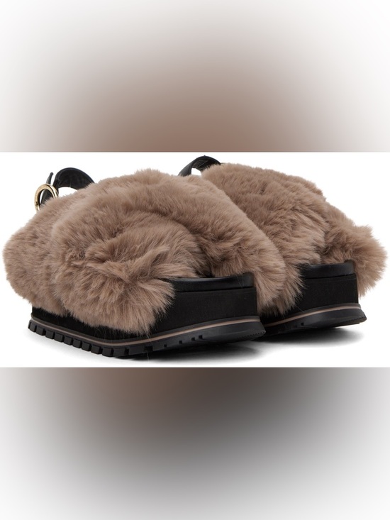 Marc Jacobs Shoes - Marc Jacobs platform Taupe Faux Fur Sandals with Black Sole